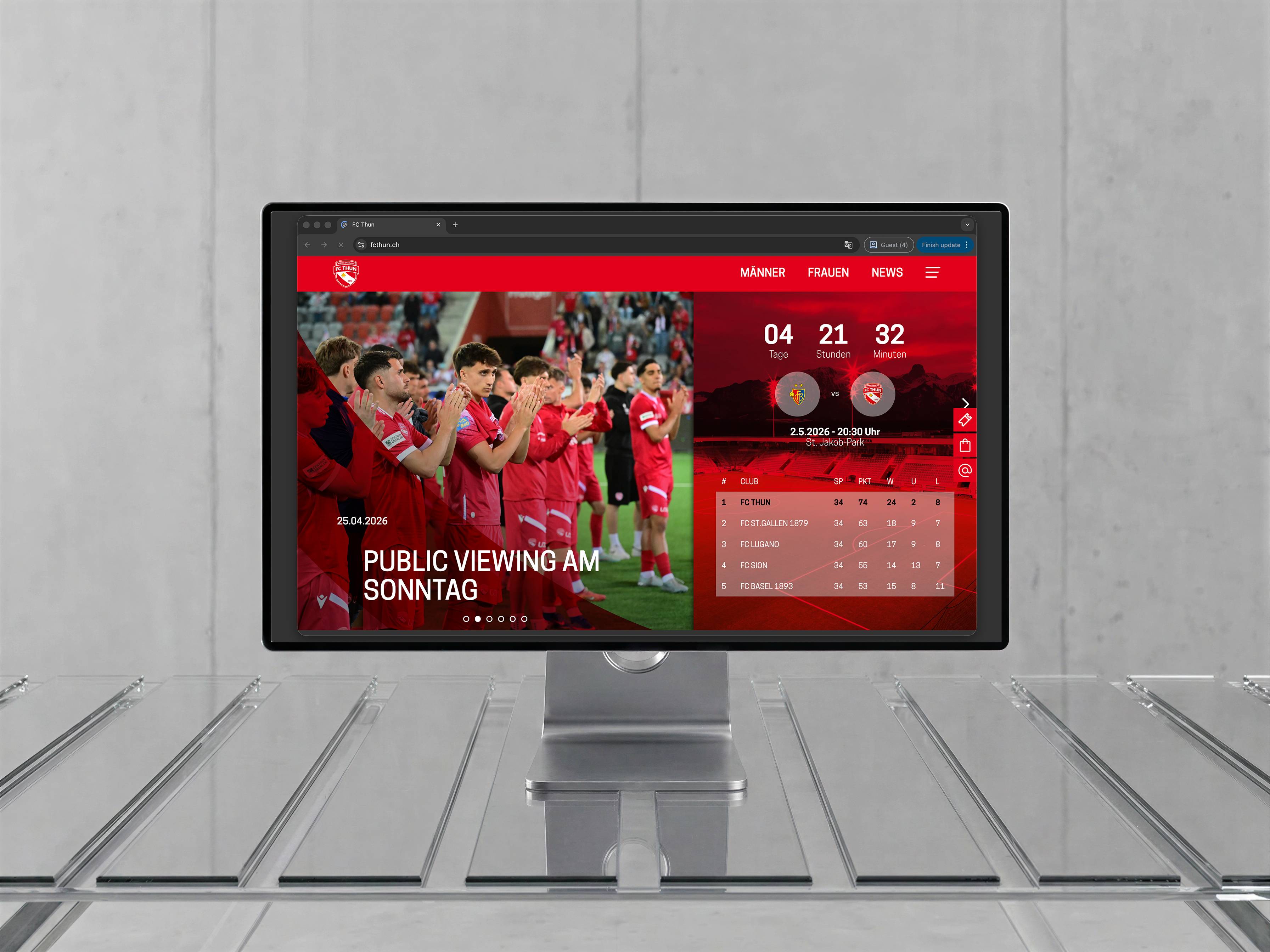 Desktopansicht FC Thun